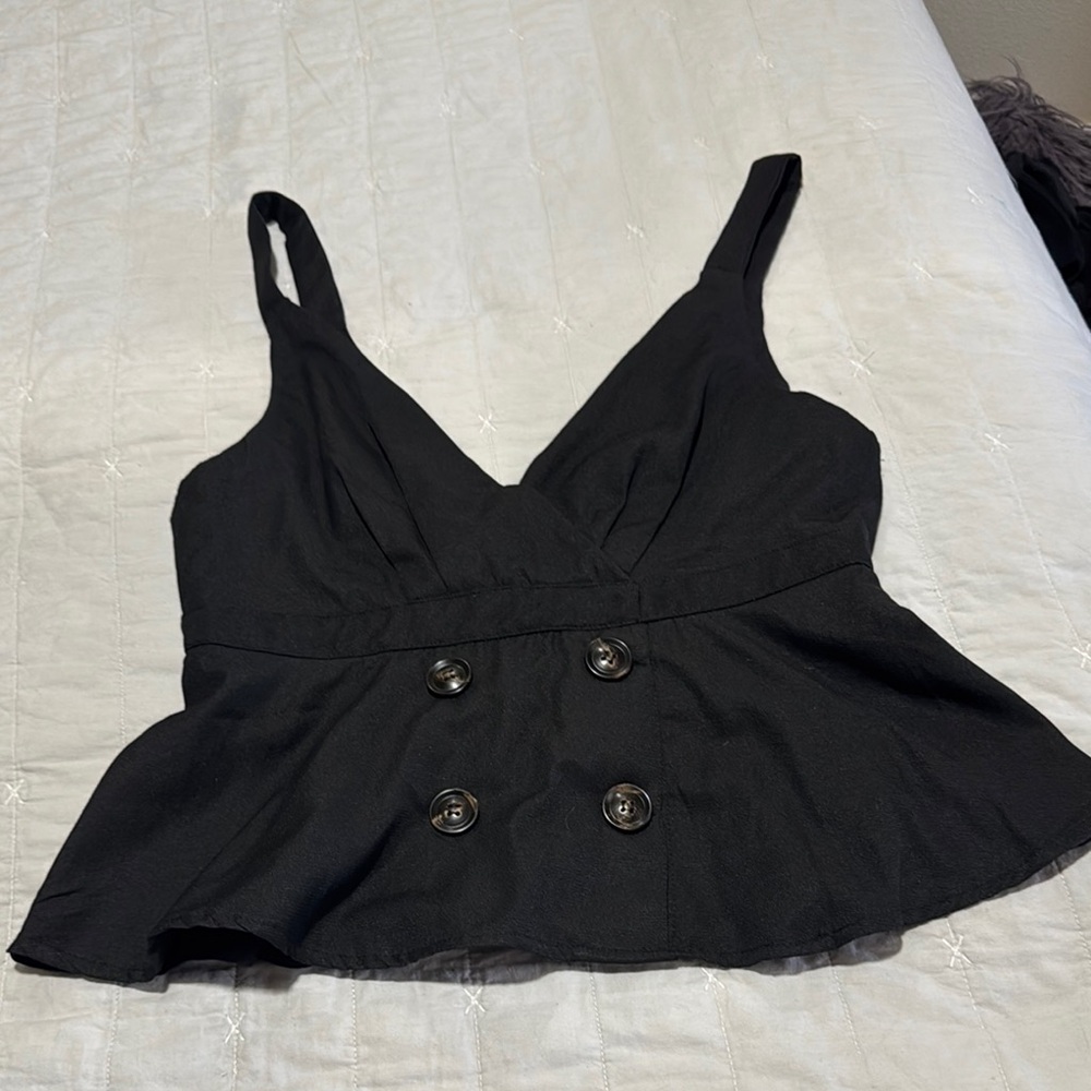 Essue Black Bustier Peplum Tank Top